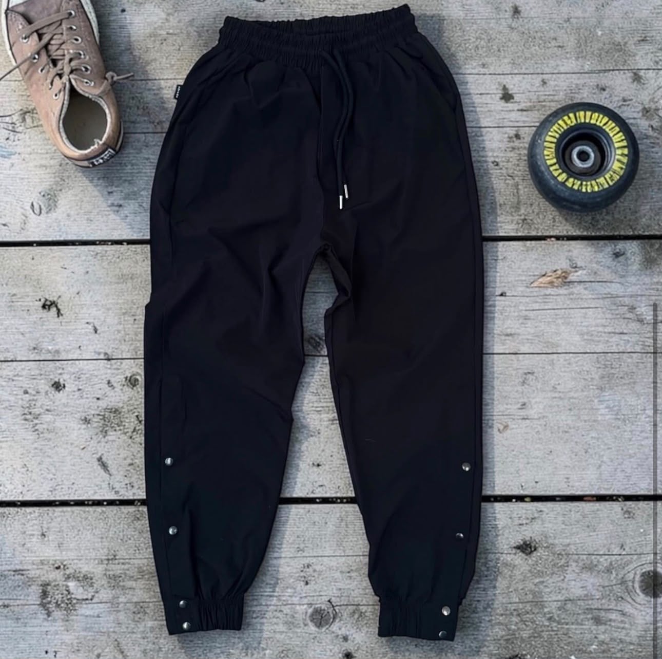 Paraşüt Çıtçıtlı Jogger Siyah