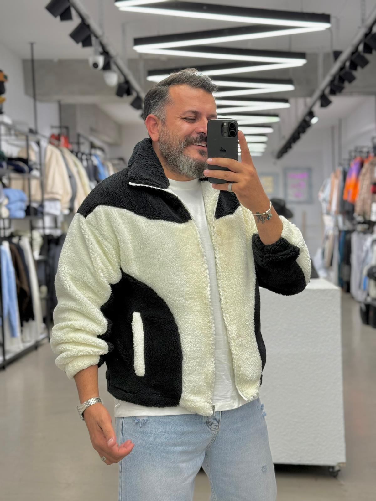 Peluş İçi Astarlı Mont Siyah