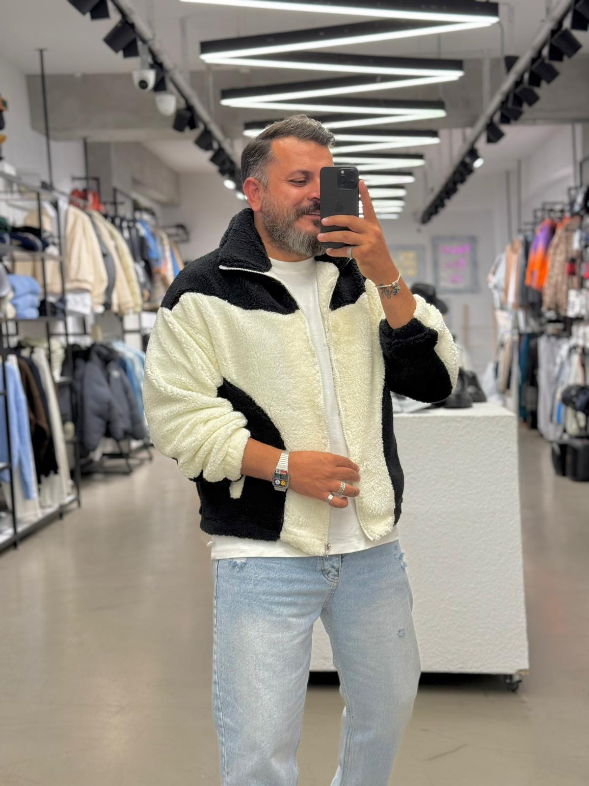 Peluş İçi Astarlı Mont Siyah
