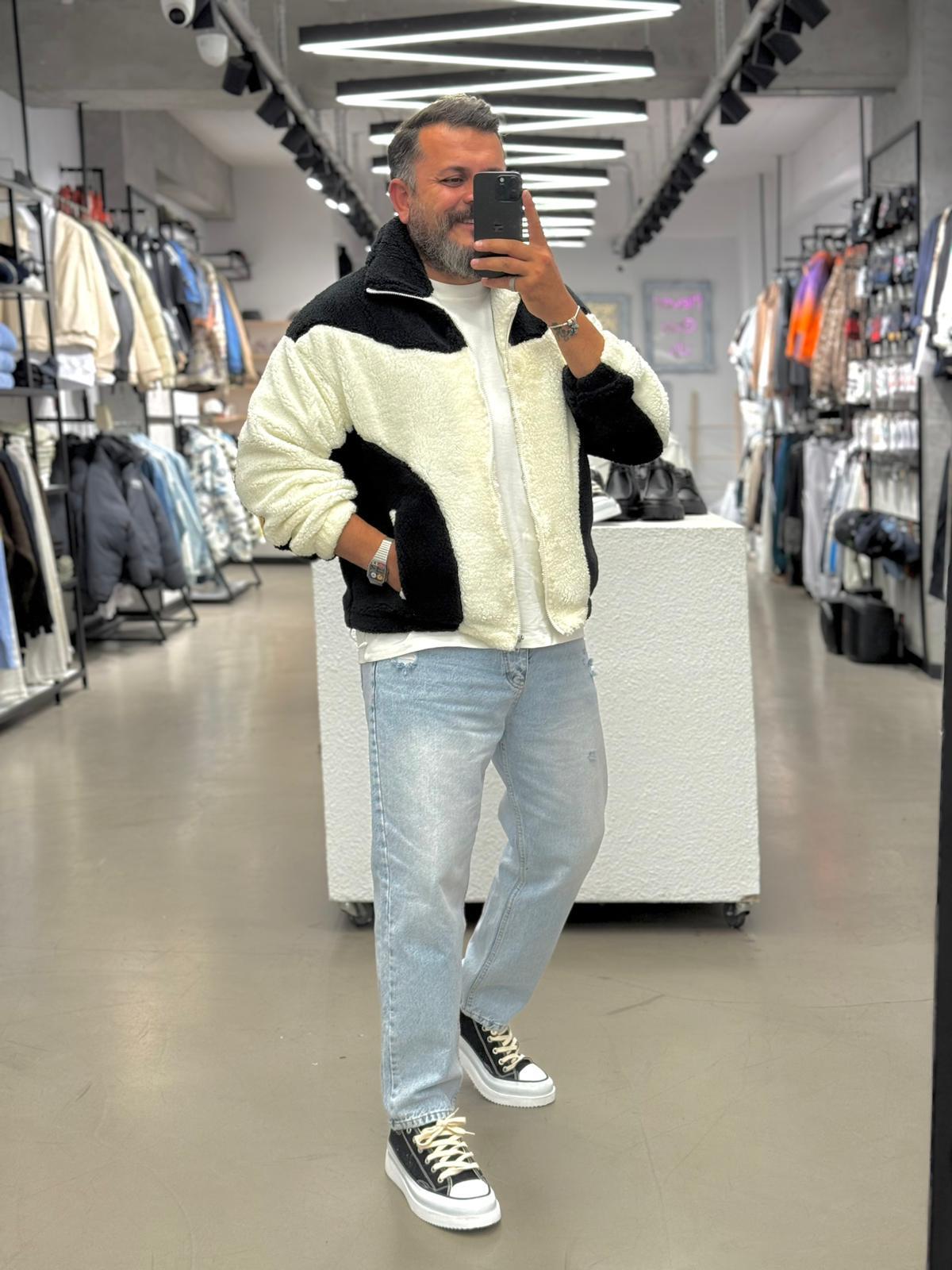 Peluş İçi Astarlı Mont Siyah