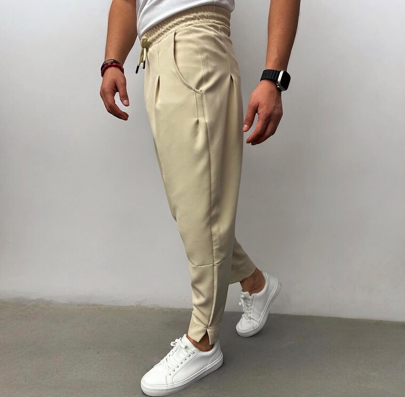 Pile Detaylı Hürrem Kumaş Jogger Bej