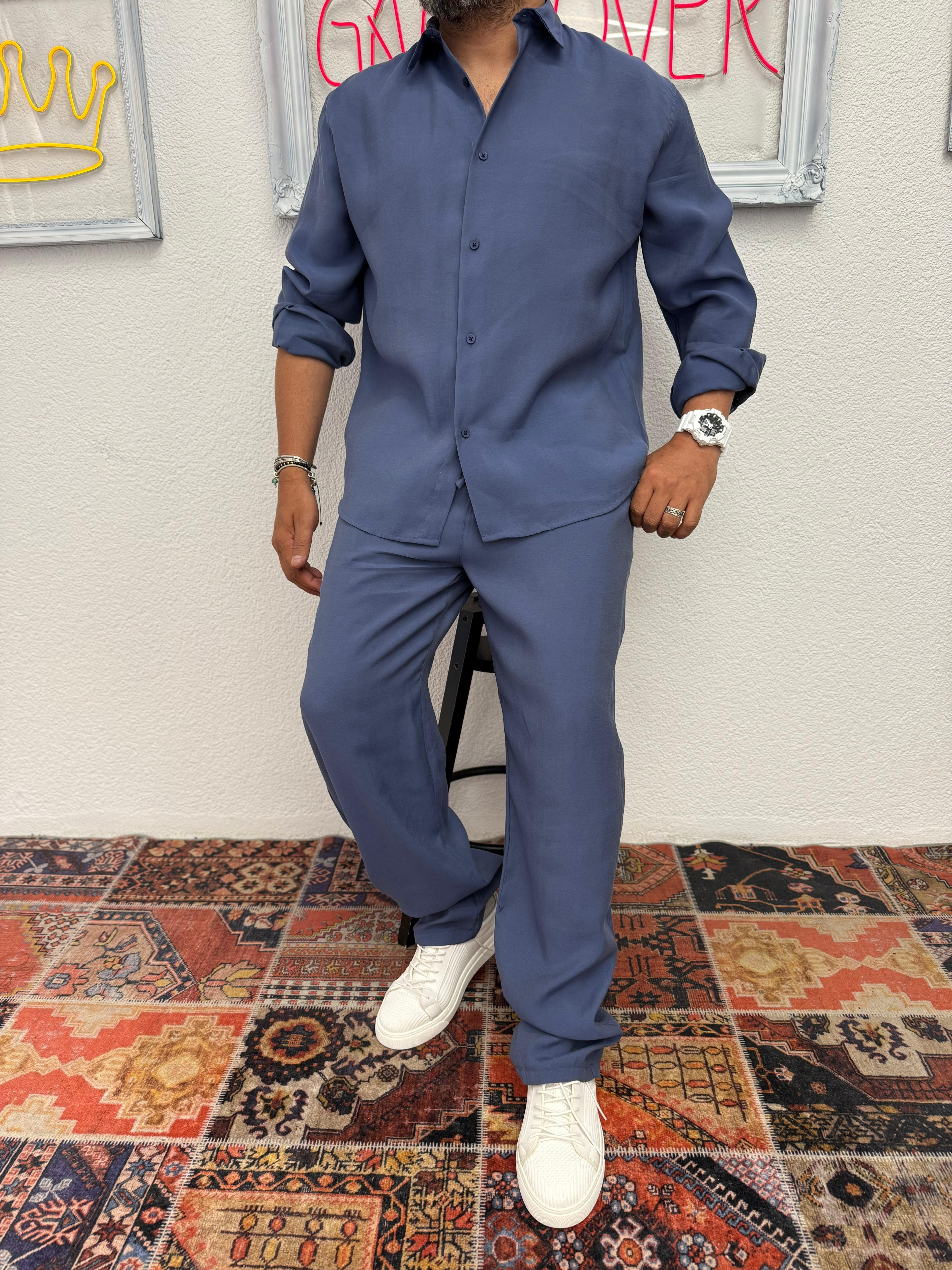 RQ Tensel Takım Oversize Kalıp İndigo