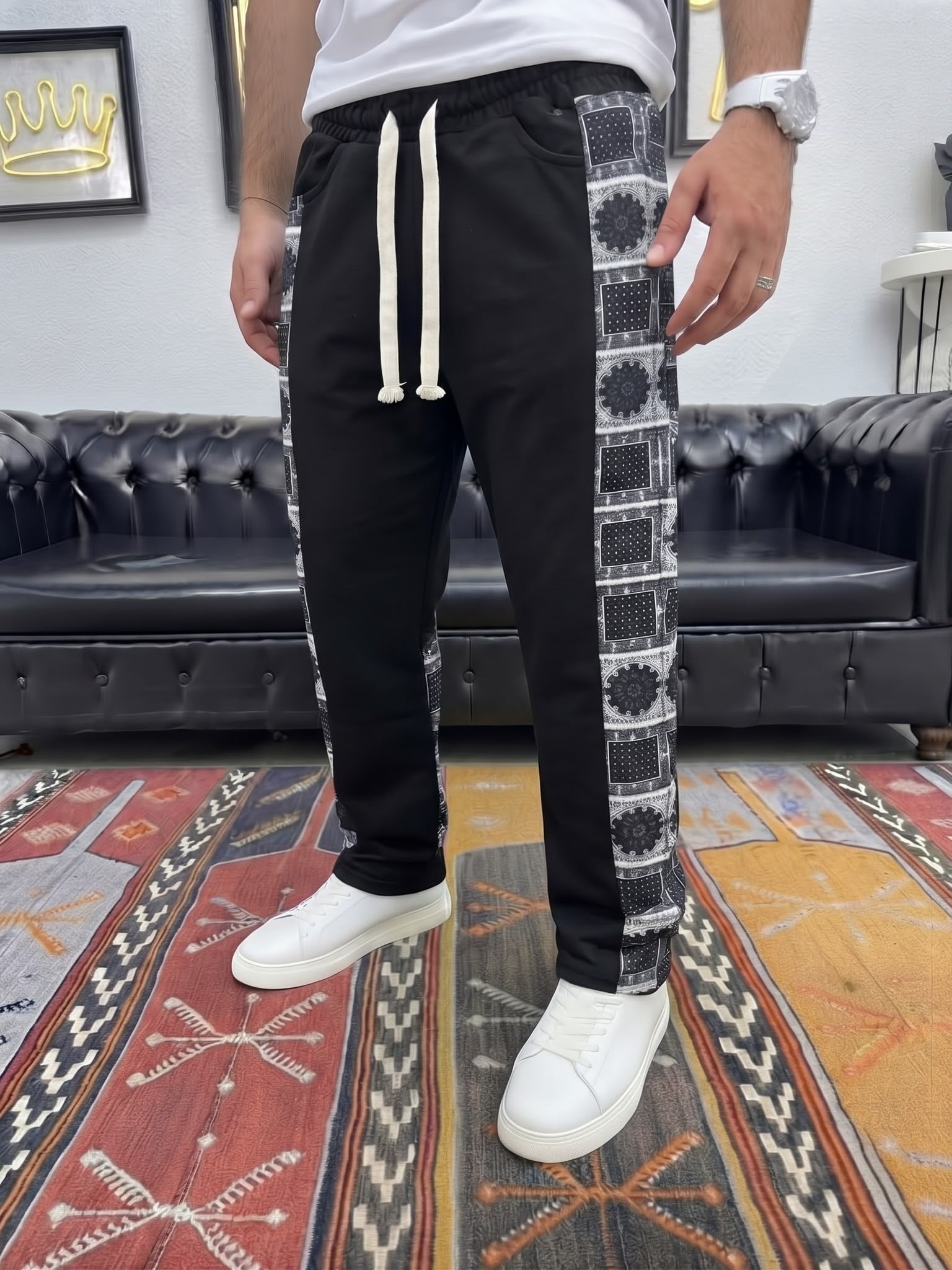Şardonlu Şeritli Eşofman Siyah