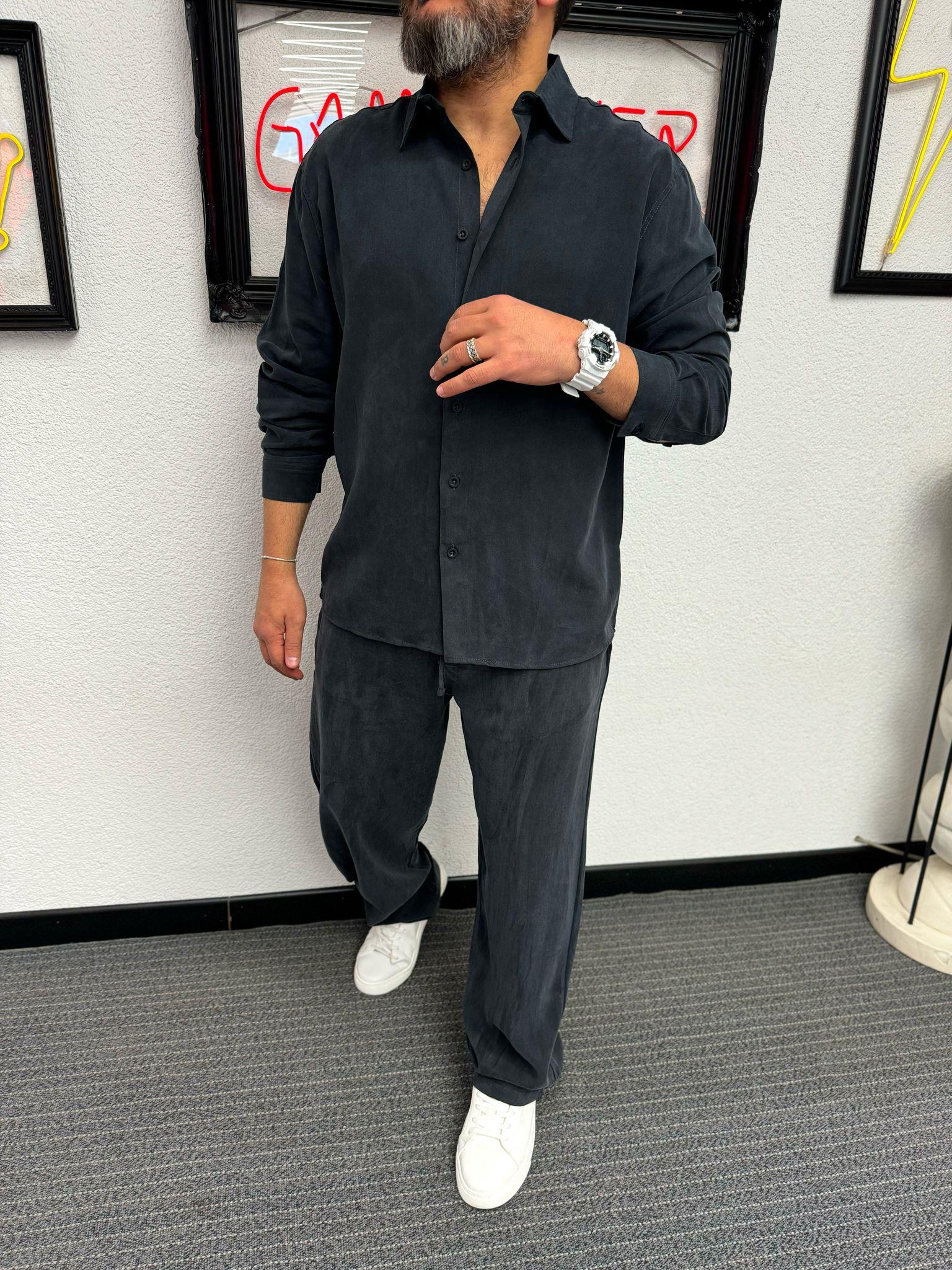 Tensel Kumaş Siyah Baggy Oversize Takım 