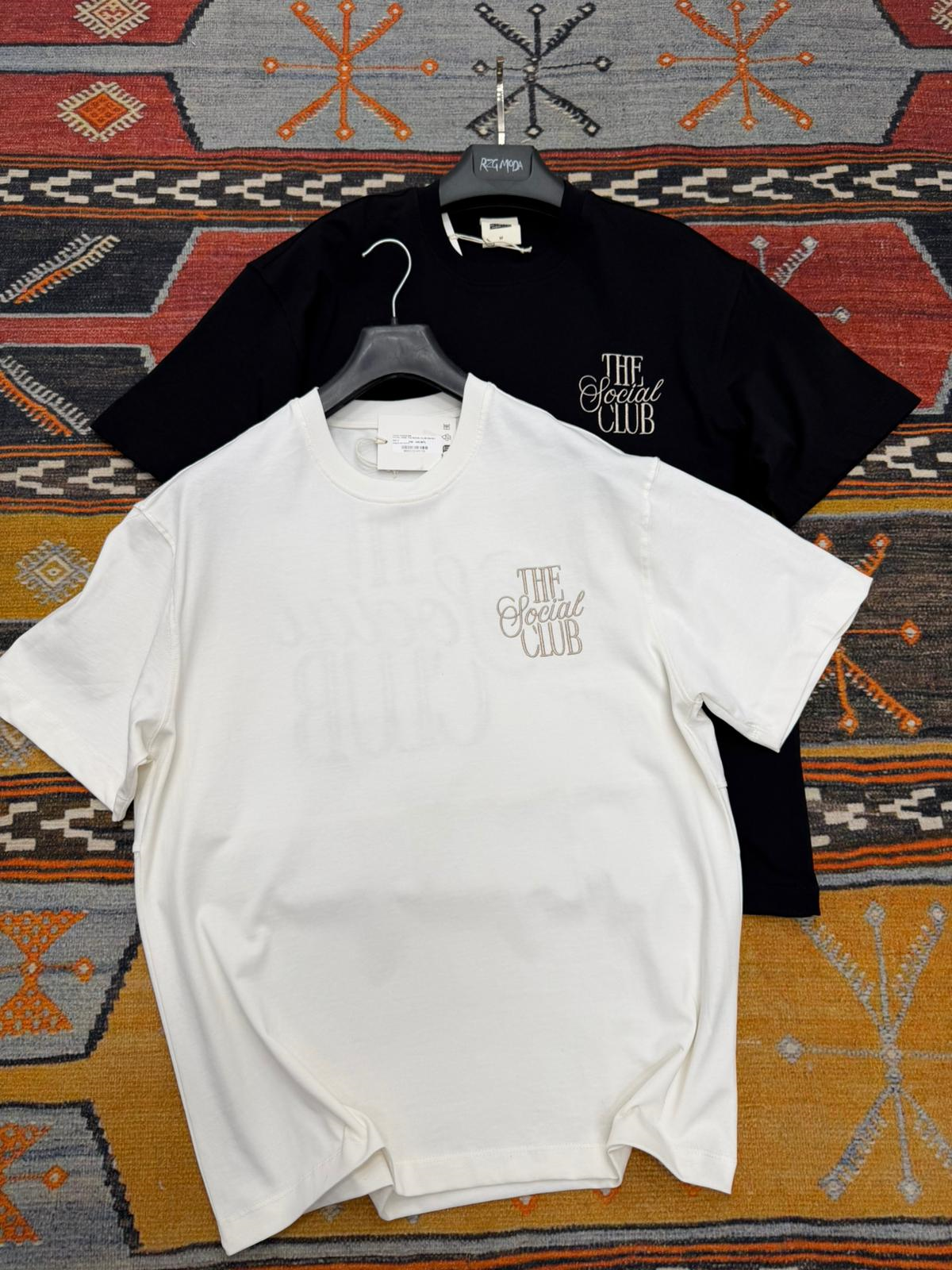 The Club Baskı Nakış Detaylı Oversize Tişört Siyah
