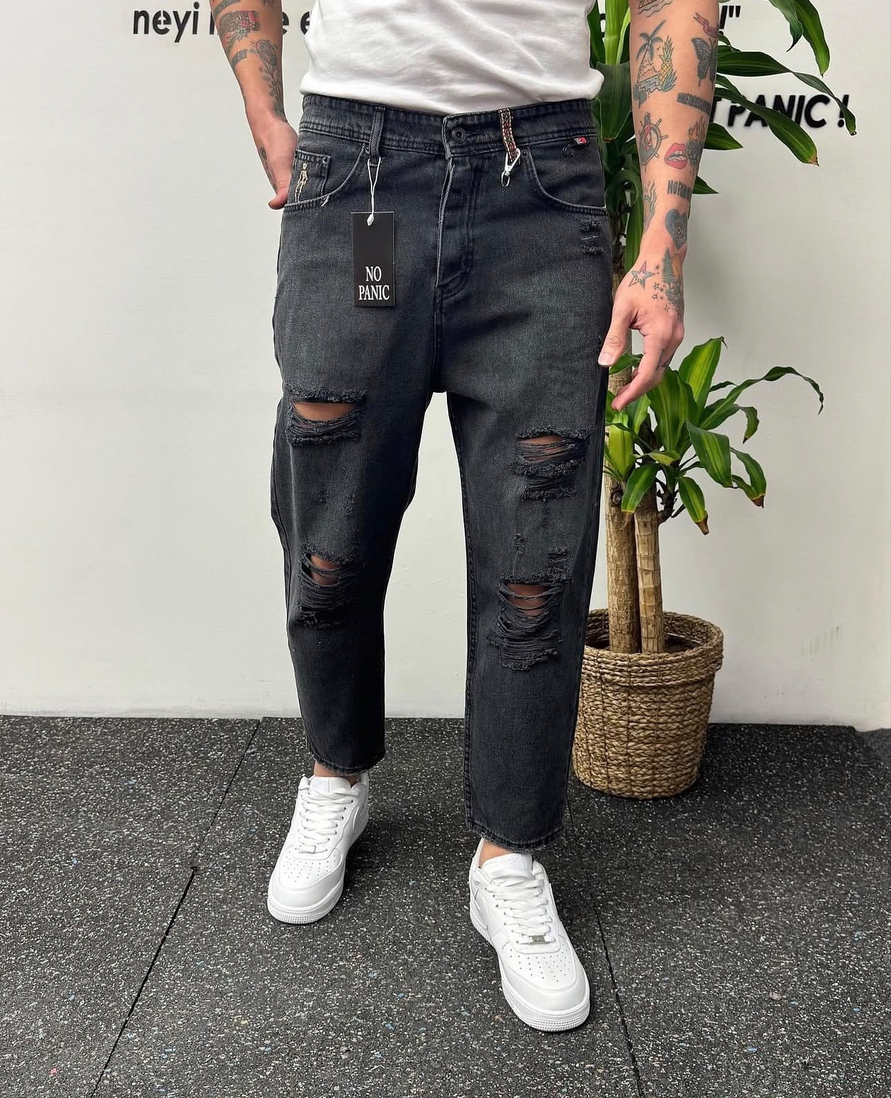 Yırtık Boyfriend Siyah