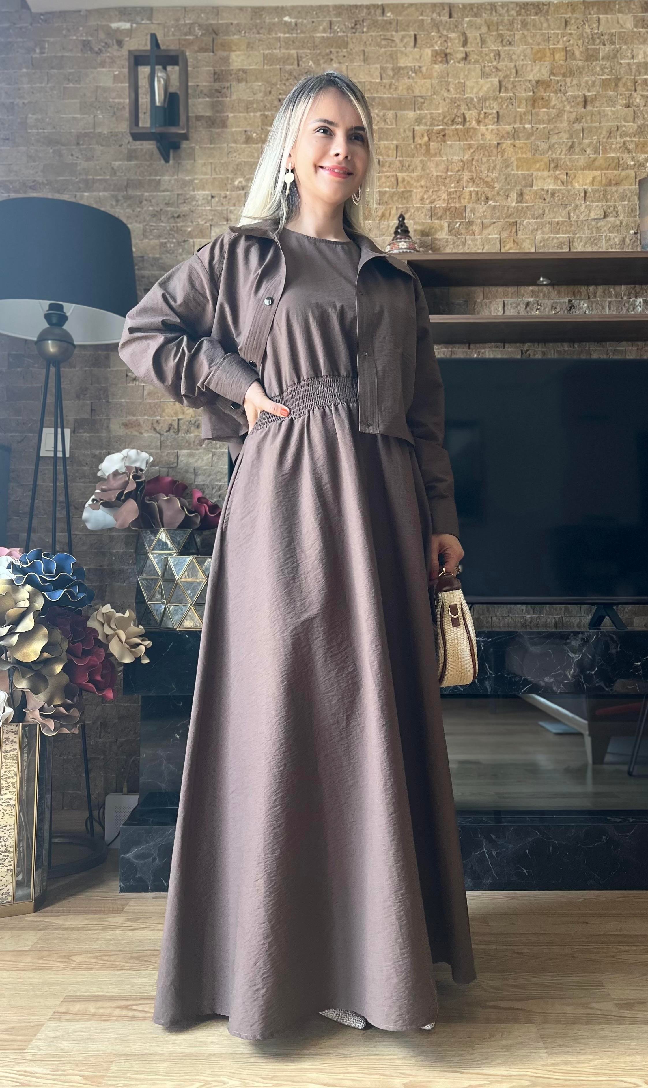 Premium Kalite Alice Kumaş Jile Elbise ve Ceket İkili Takım 
