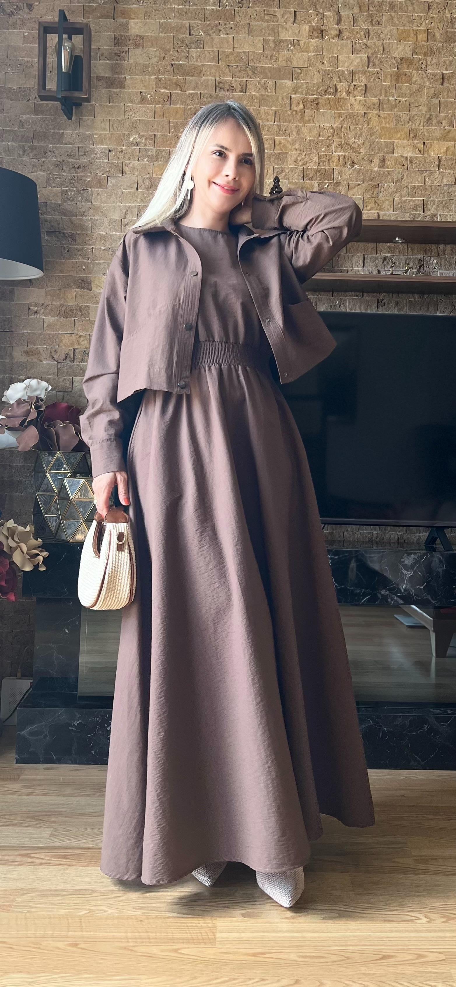 Premium Kalite Alice Kumaş Jile Elbise ve Ceket İkili Takım 