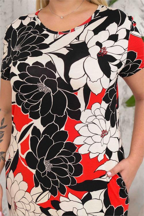 Dipmoda bisiklet yaka cep detaylı büyük beden elbise DPNBA038