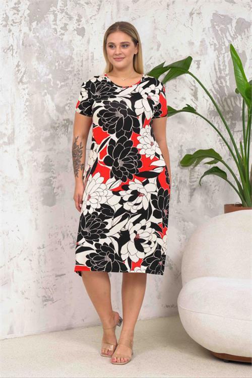 Dipmoda bisiklet yaka cep detaylı büyük beden elbise DPNBA038