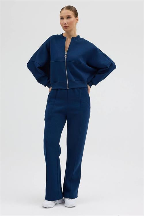 Dipmoda kadın 3 iplik şardonlu cepli premium eşofman takımı DPHS001