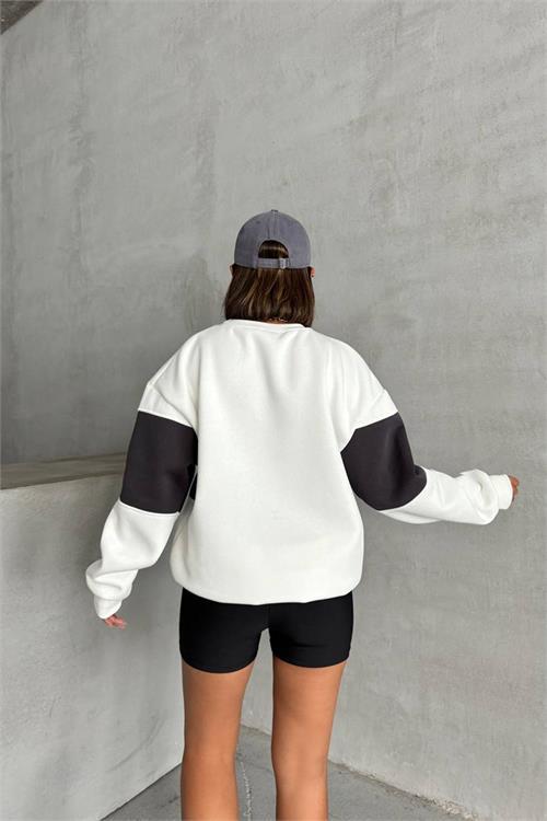Dipmoda kadın antrasit bisiklet yaka california sweat NBG038 