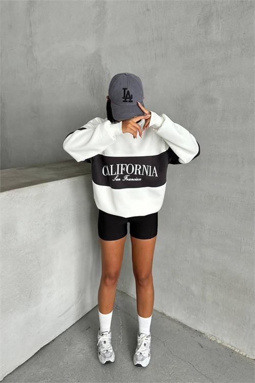 Dipmoda kadın antrasit bisiklet yaka california sweat NBG038 