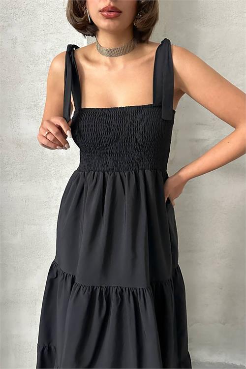 Dipmoda kadın askılı poplin kumaş yazlık elbise DPG091