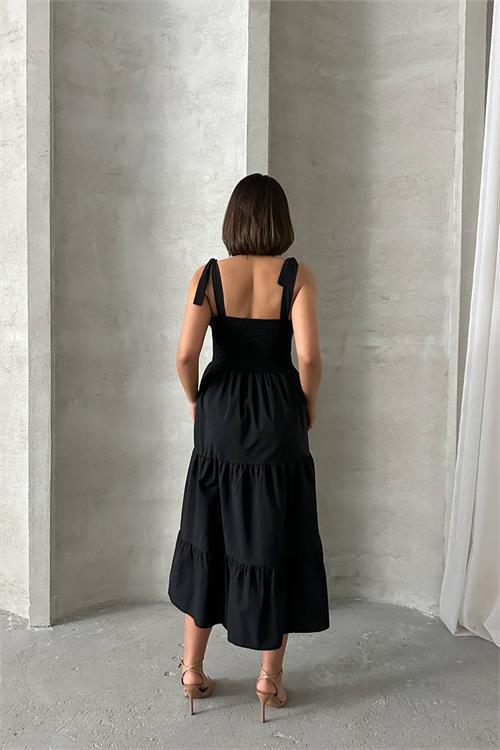 Dipmoda kadın askılı poplin kumaş yazlık elbise DPG091