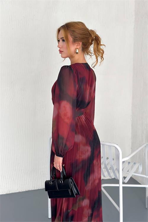 Dipmoda kadın astarlı midi boy şifon elbise DPNBK20301