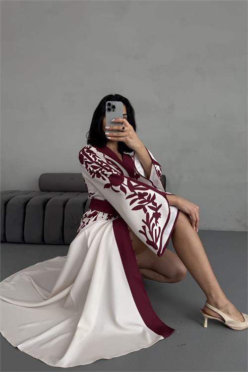 Dipmoda kadın atlas kumaş düğme detaylı elbise DPMS2507