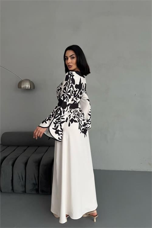 Dipmoda kadın atlas kumaş düğme detaylı elbise DPMS2507