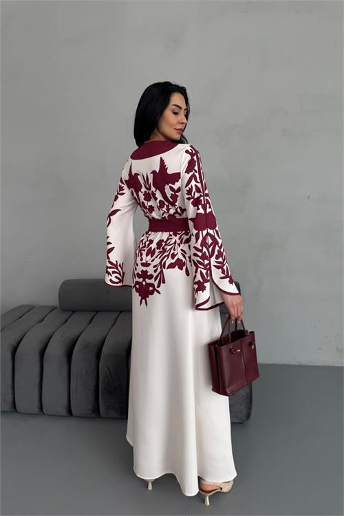 Dipmoda kadın atlas kumaş düğme detaylı elbise DPMS2507