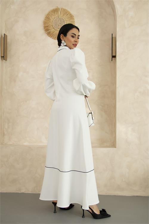 Dipmoda kadın atlas kumaş fiyonk detaylı uzun elbise DPMS2515