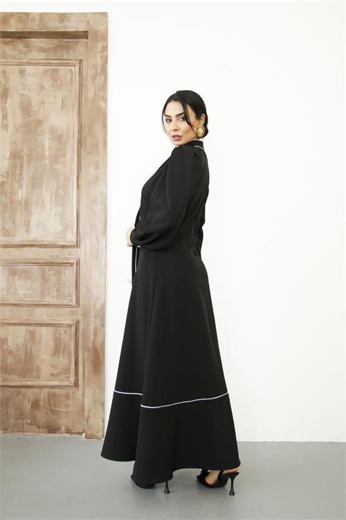 Dipmoda kadın atlas kumaş fiyonk detaylı uzun elbise DPMS2515