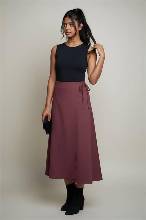 Dipmoda kadın bağlama detaylı scuba kumaş asimetrik etek NMS075