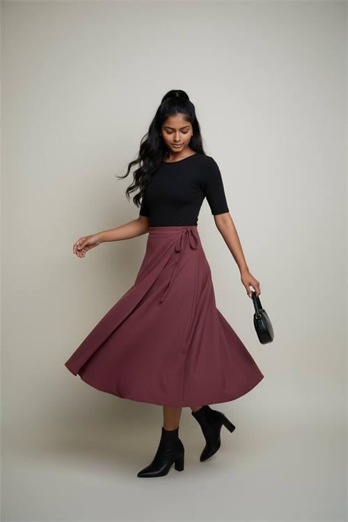 Dipmoda kadın bağlama detaylı scuba kumaş asimetrik etek NMS075