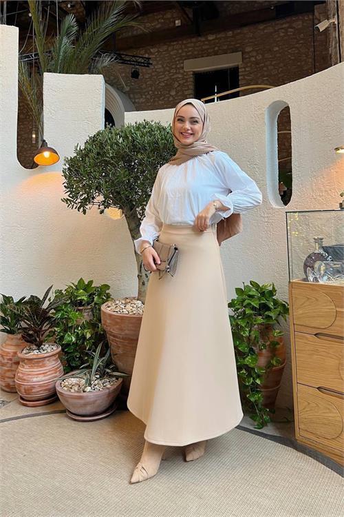 Dipmoda kadın bağlamalı A form tesettür etek RY075