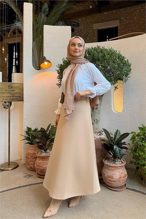 Dipmoda kadın bağlamalı A form tesettür etek RY075