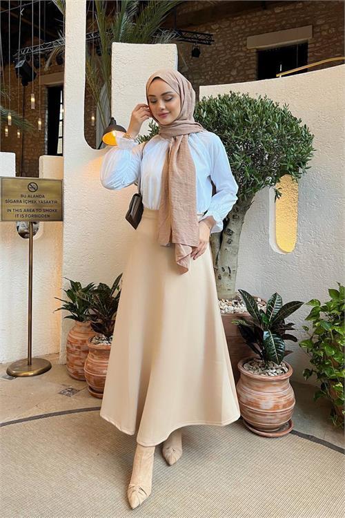 Dipmoda kadın bağlamalı A form tesettür etek RY075