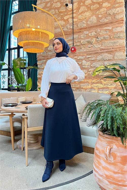 Dipmoda kadın bağlamalı A form tesettür etek RY075