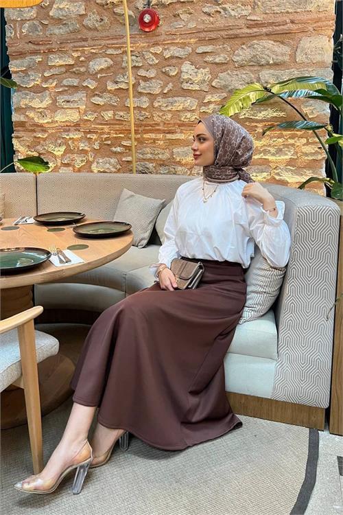 Dipmoda kadın bağlamalı A form tesettür etek RY075