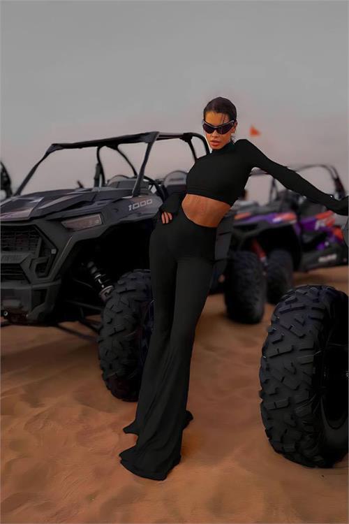 Dipmoda kadın balıkçı crop ispanyol paça pantolon ikili takım DPDF166