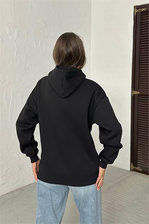 Dipmoda kadın baskılı kapüşonlu oversize sweat DPG116