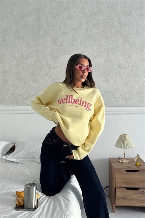 Dipmoda kadın baskılı oversize pamuklu sweatshirt DPG108