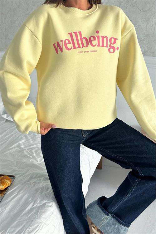 Dipmoda kadın baskılı oversize pamuklu sweatshirt DPG108