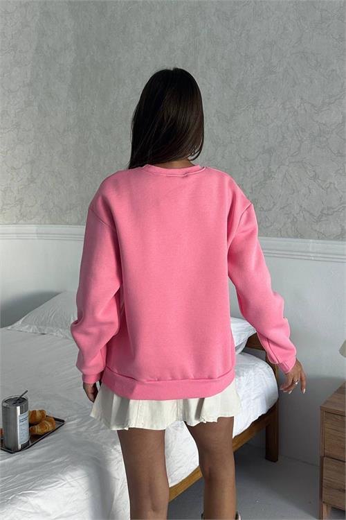 Dipmoda kadın baskılı oversize pamuklu sweatshirt DPG108