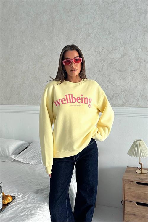 Dipmoda kadın baskılı oversize pamuklu sweatshirt DPG108