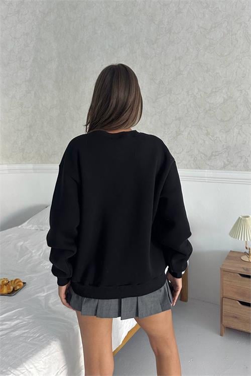Dipmoda kadın baskılı oversize pamuklu sweatshirt DPG108