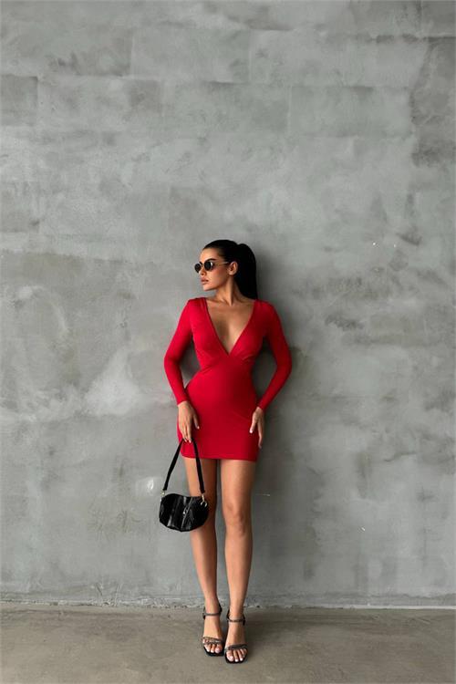 Dipmoda kadın bel ve göğüs dekolteli mini elbise NBDF085