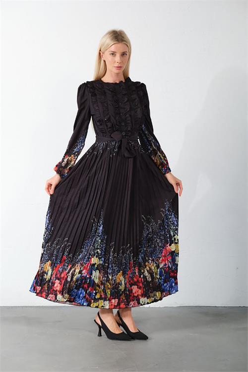 Dipmoda kadın beyaz kuşaklı tasarım elbise DPMS42156