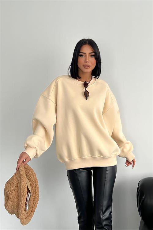 Dipmoda kadın bisiklet yaka 3 iplik sweat GTS024 