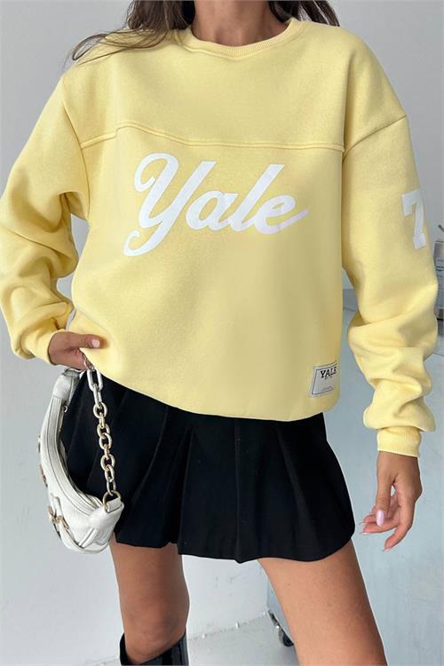 Dipmoda kadın bisiklet yaka baskılı sweat DPG101