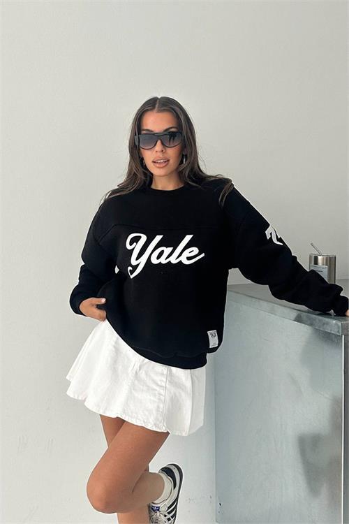 Dipmoda kadın bisiklet yaka baskılı sweat DPG101