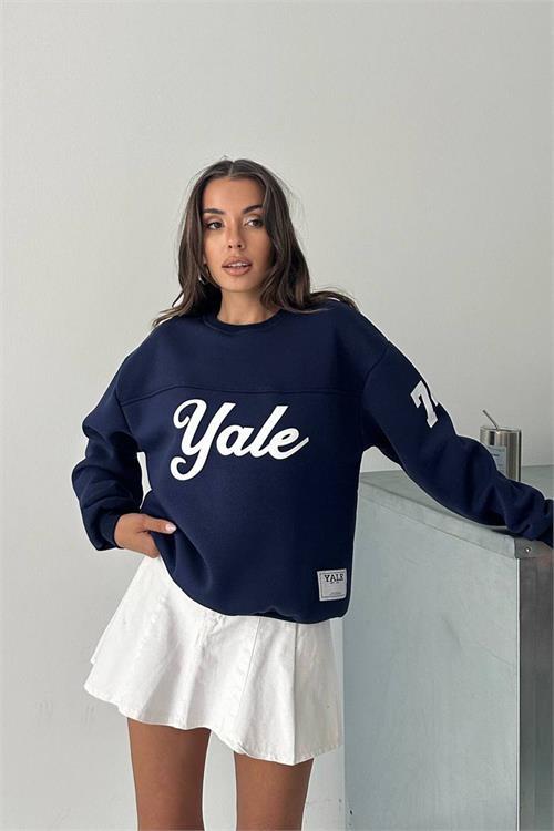 Dipmoda kadın bisiklet yaka baskılı sweat DPG101