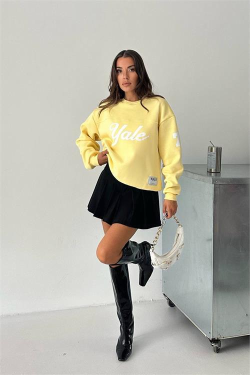 Dipmoda kadın bisiklet yaka baskılı sweat DPG101