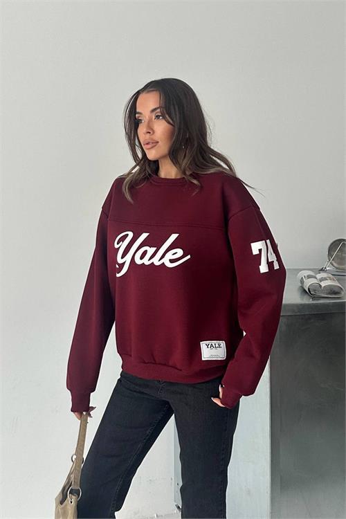 Dipmoda kadın bisiklet yaka baskılı sweat DPG101