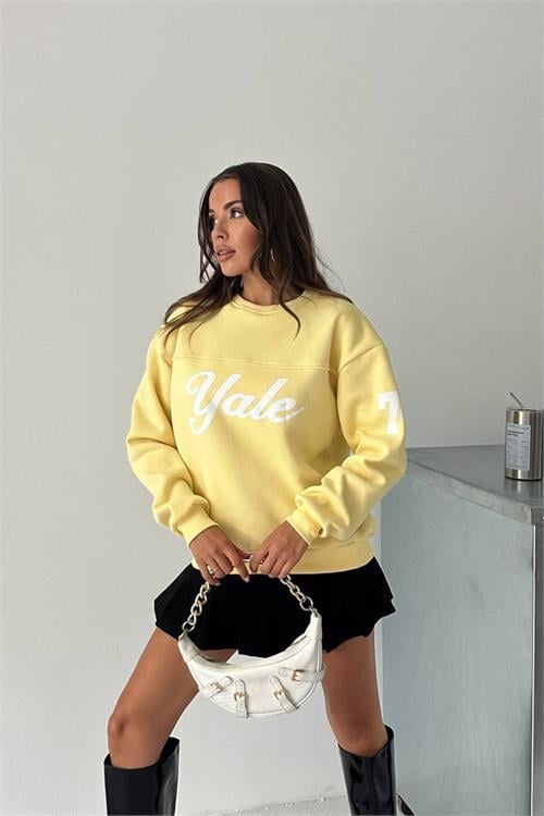 Dipmoda kadın bisiklet yaka baskılı sweat DPG101