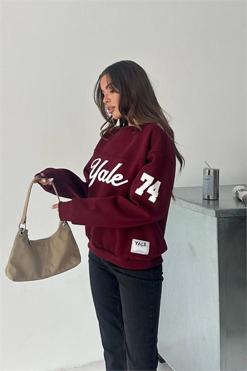 Dipmoda kadın bisiklet yaka baskılı sweat DPG101