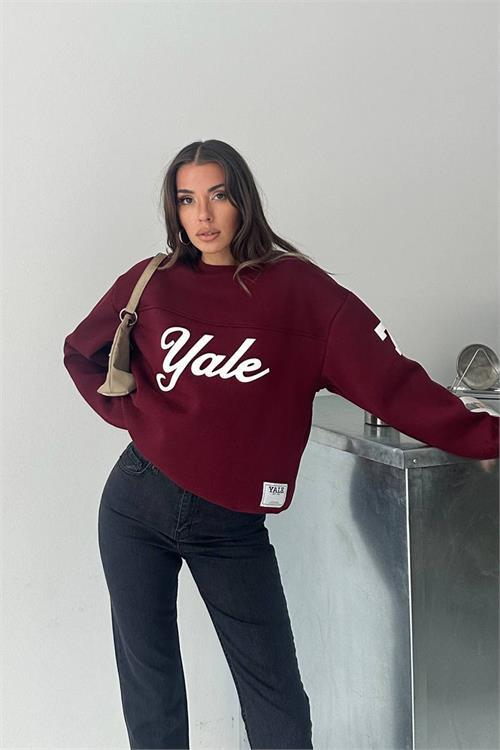 Dipmoda kadın bisiklet yaka baskılı sweat DPG101